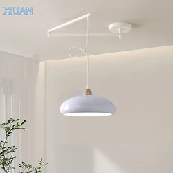 Modern Rocking Arm Pendant Lamp Above the Dining Table White Black Orange LED E27 Movable Chandelier Light for Bar Living Room