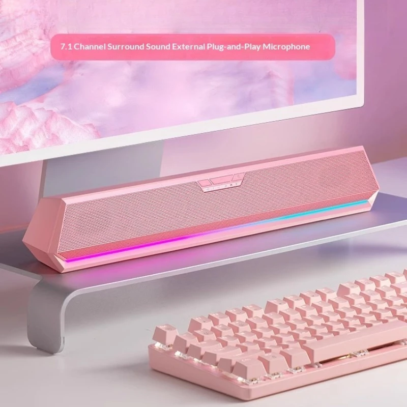 Edifier HECATE G1500BAR Pink Gaming Soundbar Detachable Microphone Bluetooth 5.3 USB Wired PC Desktop Speaker Virtual 7.1 RGB