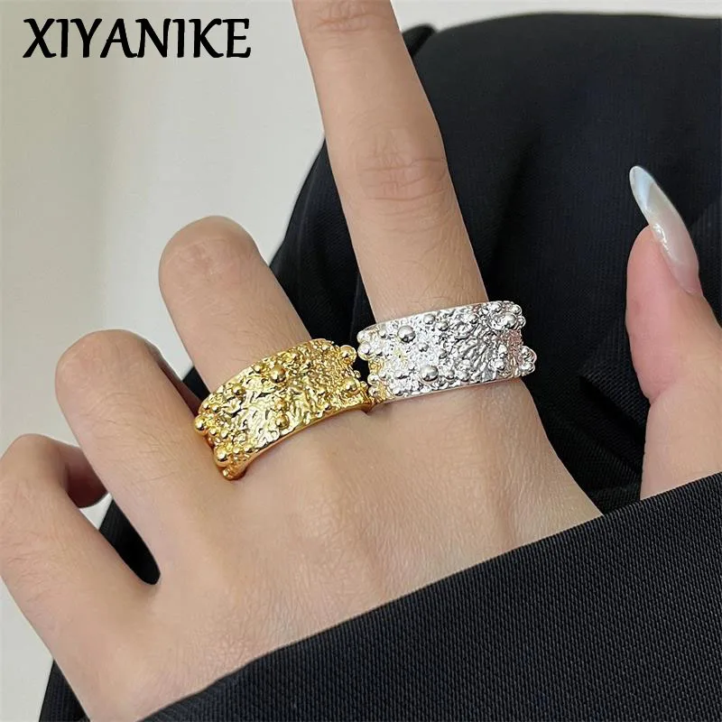 

XIYANIKE Metal Texture Wide Adjustable Open Rings For Women Vintage Fashion New Jewelry Gift Party Holiday кольцо