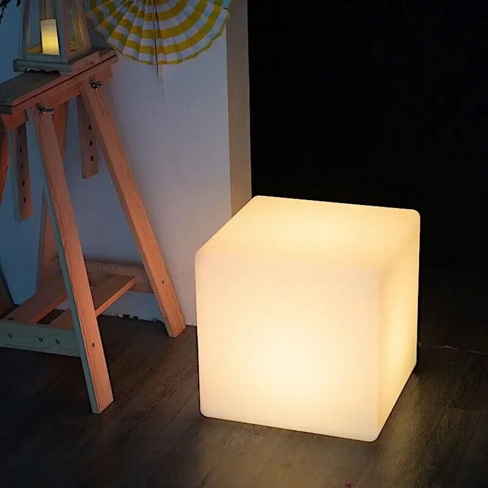 16 Color LED RGB Changing Cube Stool, Multi-Color Light Chair Seat for Outdoor, Indoor, and Patio Parties