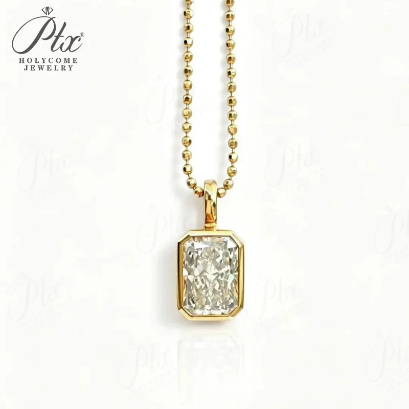 2ct Laborgezüchteter Diamant-Anhänger mit Goldperlenkette, Herzschliff, Echtes 18K Gold, Hochzeits- und Verlobungsanhänger, Einfacher Holycome Schmuck – Detail 5