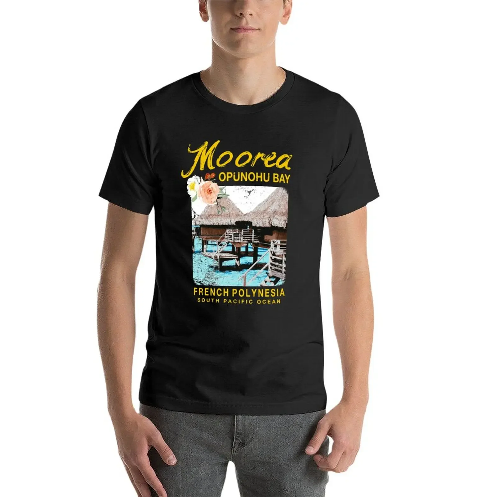 Moorea-Camiseta de Polinesia Francesa Vintage para hombre, ropa estética, camiseta gráfica, ropa de calle vintage