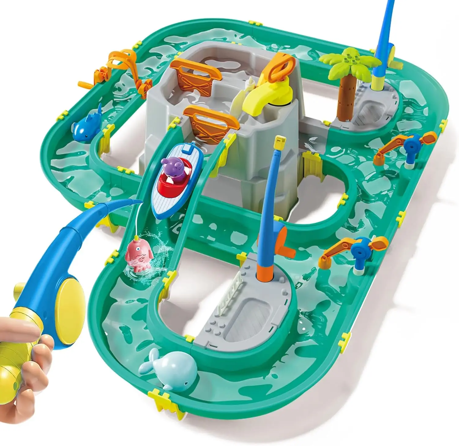 Water Table for Toddlers Water Park Toy on Floors, Table, Lawn, or Beach Water Outdoor Playset for Kids in Summer Indoor