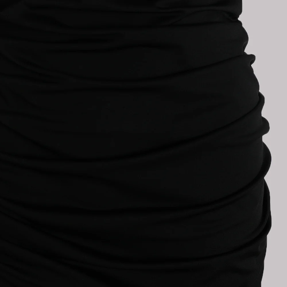 Gaun Musim Semi Musim Panas Elegan Sopan Lipatan Asimetris Tanpa Lengan Satu Bahu Pas Badan Gaun Ramping Gaun