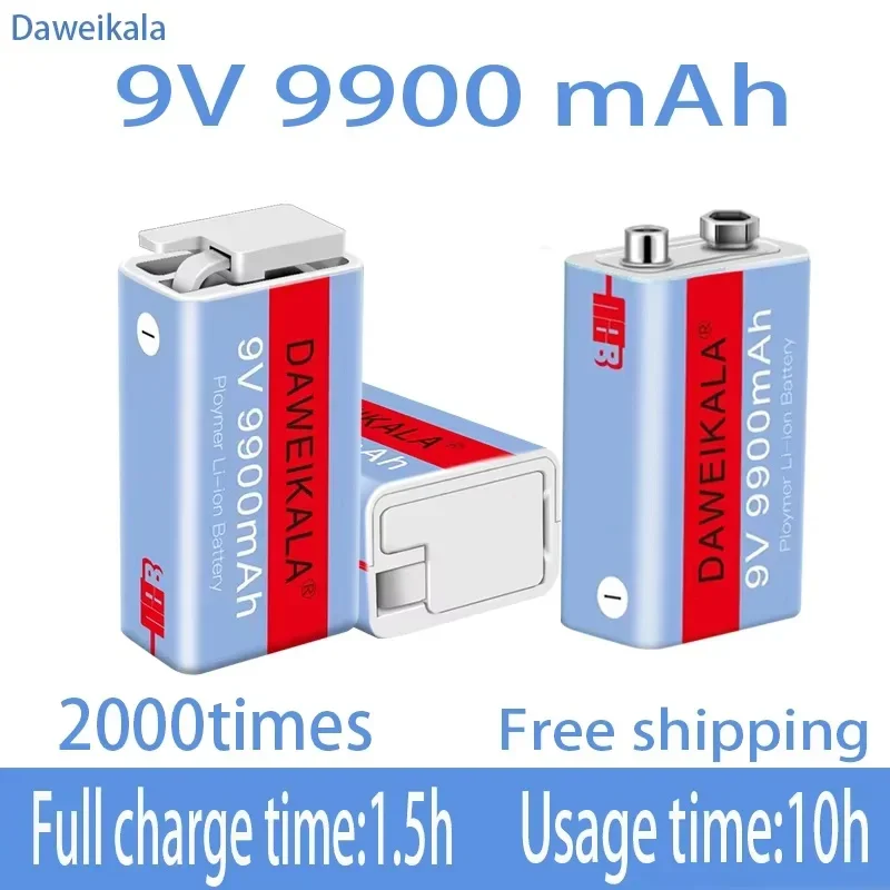 

New 9V 9900mAh li-ion Rechargeable battery Micro USB Batteries 9 v lithium for Multimeter Microphone Toy Remote Control KTV use
