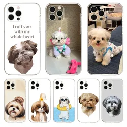 Cartoon cute Shih Tzu Dog Phone Case For iPhone Apple 15,14,13,12,Mini,11,Pro,Max,Plus,X,XR,XS,8,SE,2020,Plus Transparent Cover