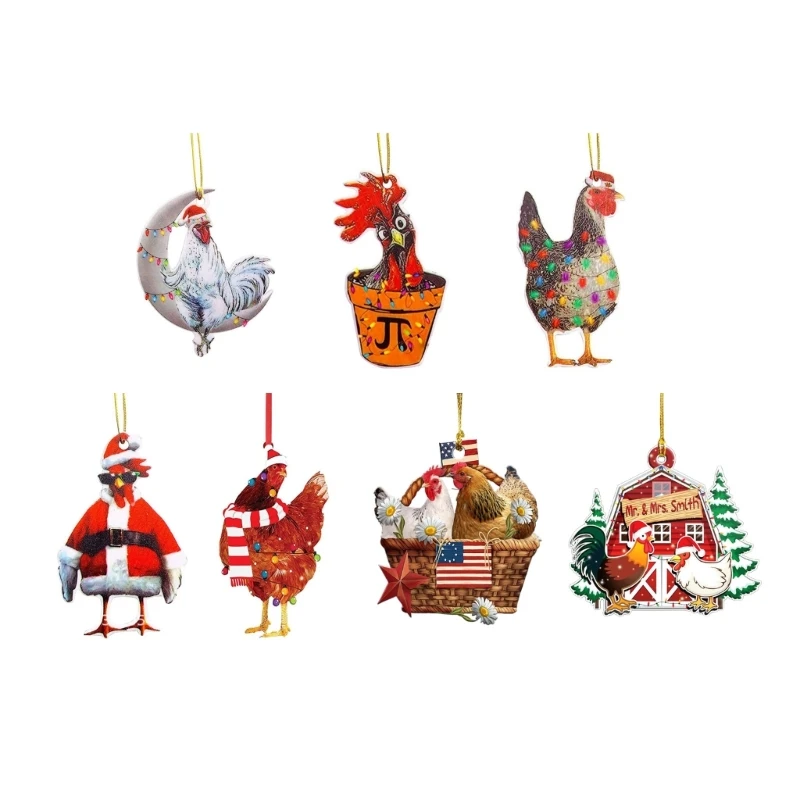 สร้างสรรค์ตลกเครื่องประดับคริสต์มาส Holiday Party ตกแต่งบ้านไก่แขวนจี้เด็ก Room Home Party Dropship