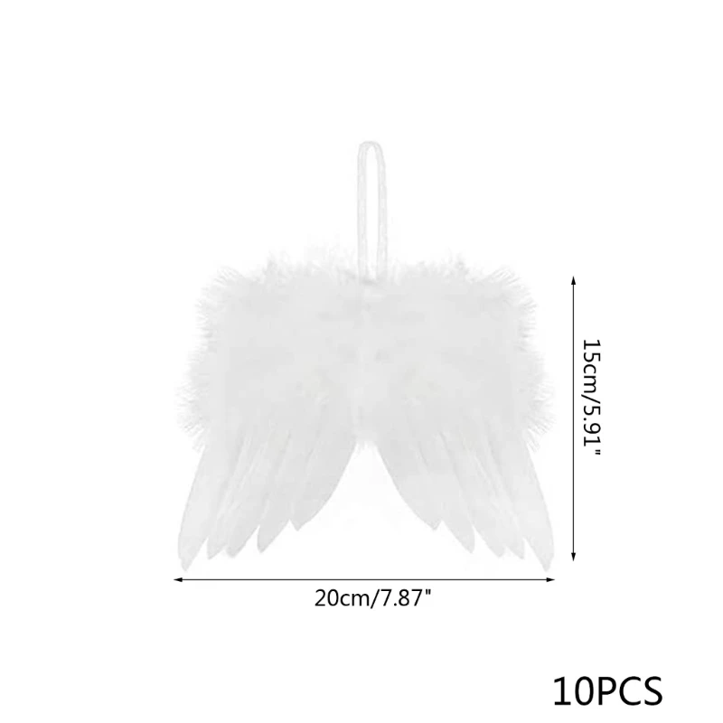 화이트 웨딩 파티 빈티지 깃털 날개 천사 날개 크리스마스 트리 장식 교수형 장식 사진 날개 소품 드롭 배송