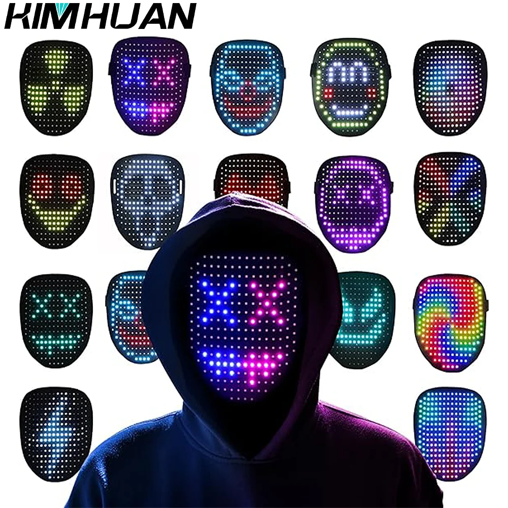 

LED Full Colour Display Light APP Changing Face Glowing Mask Light Display Mask Halloween Prom Spooky Ambience Ghost Face Lights