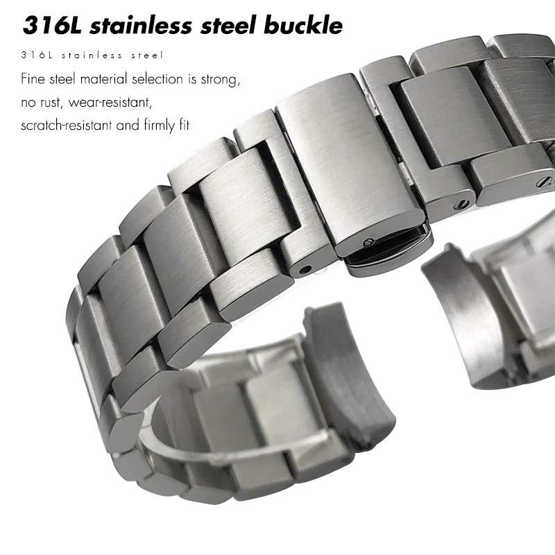 20mm 19mm 21mm Curved End Solid Stainless Steel Bracelets Watch Strap for Omega Seamaster 150 Aqua Terra AT150 Metal Watchband