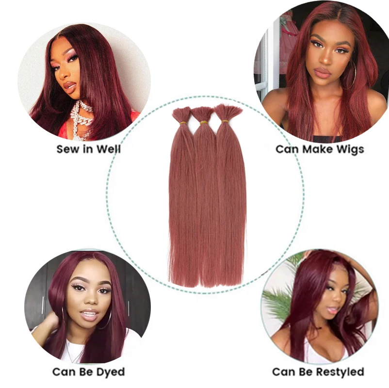 Extensions de Cheveux Naturels Remy, Lisses, Sans Trame, Couleur Rose, 100% Vietnam, 50g