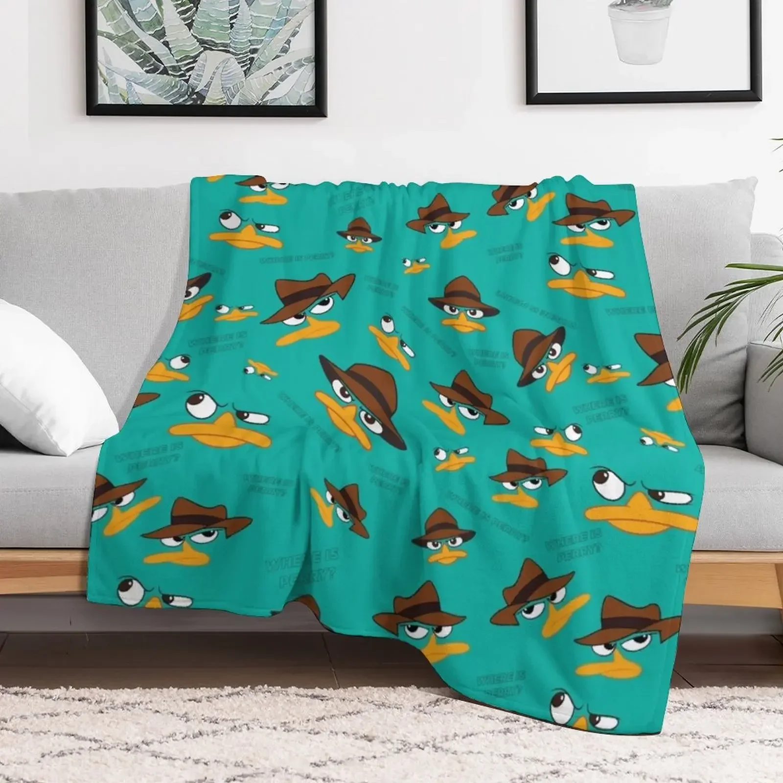 Perry The Platypus Throw Blanket sofa bed Soft Plush Plaid for babies Furry Blankets