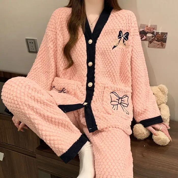 ホット漫画アニメ女性パジャマセット女の子甘い日本のかわいい寝間着学生綿ホームウェアかわいいファッション快適な暖かい