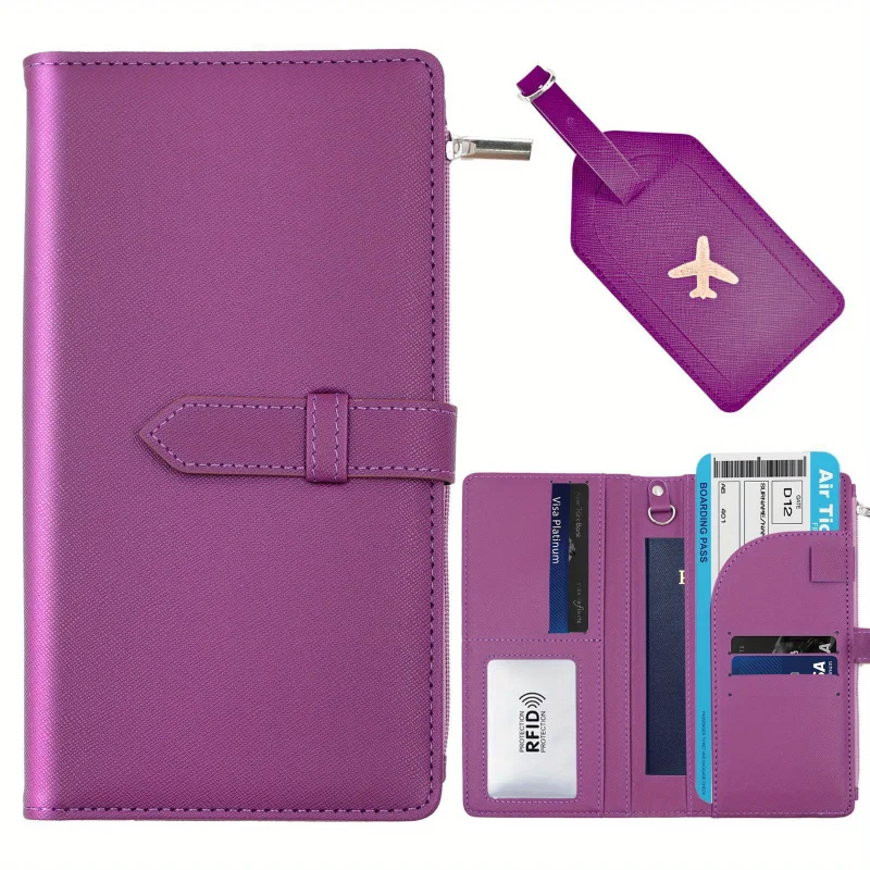 2pcs Stylish Waterproof Passport Holder Set - Travel Wallet with Organized Compartments, Unisex Design for Women and Men, Compac