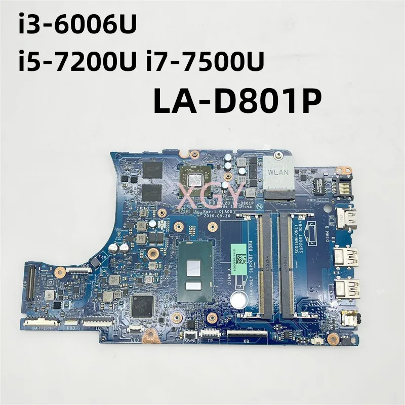 

For DELL Inspiron 5567 5767 Motherboard LA-D801P 02PVGT 0Y8N7H Y8N7H 06682Y i3-6006U i5-7200U i7-7500U 100% Tested Fully Work