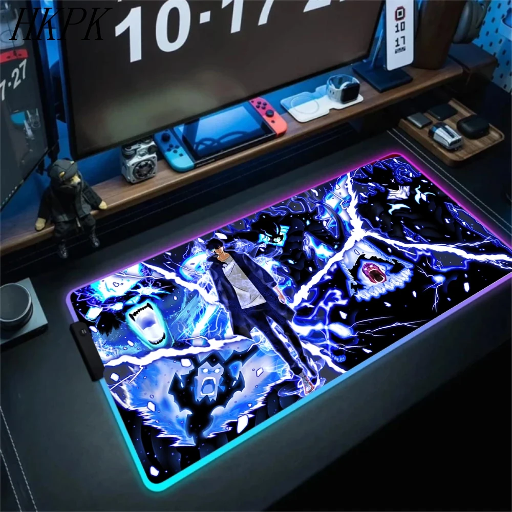 Solo Leveling Mouse Pad Game Player RGB Pc Gamer Keyboard LED Glowing Mause pad Colorful Rubber Non-slip Desk Mats 500x1000mm