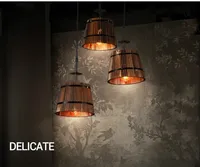 American rural industrial Restaurant Bar bucket bucket chandelier personality creative hotel coffee shop solid wood lamps