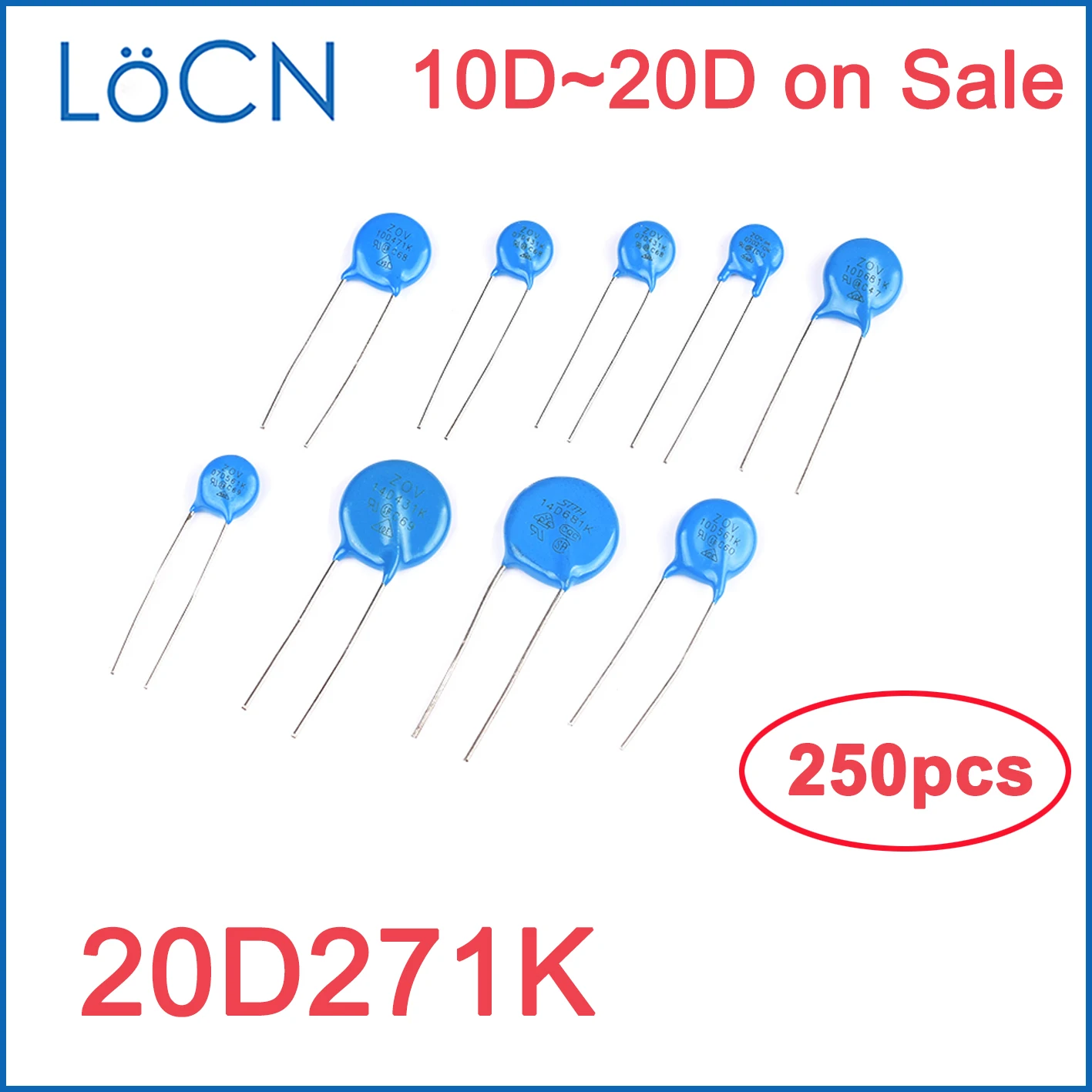 250PCS Varistor 20D 20D271K 20mm 270V 271 VDR Mass Lot LoCNService 10D 14D