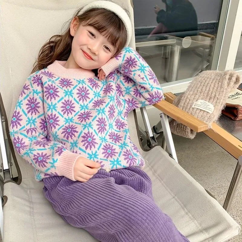 

【2025 New】Girl's Thick Winter Knit Sweater Warm Stylish Thermal Innerwear for Kids, Cozy Cotton Blend, Age 3-12, Non-Brand Safe