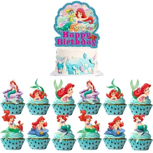 Little Tailware Set Mermaid für Mädchen, Geburtstagsdekorationen, Pappteller, Kuchen -Topper, Babypartyzubehör, Ariel, Prinzessin 6 Hauptverkaufsfarbenkuchenplatte - №6