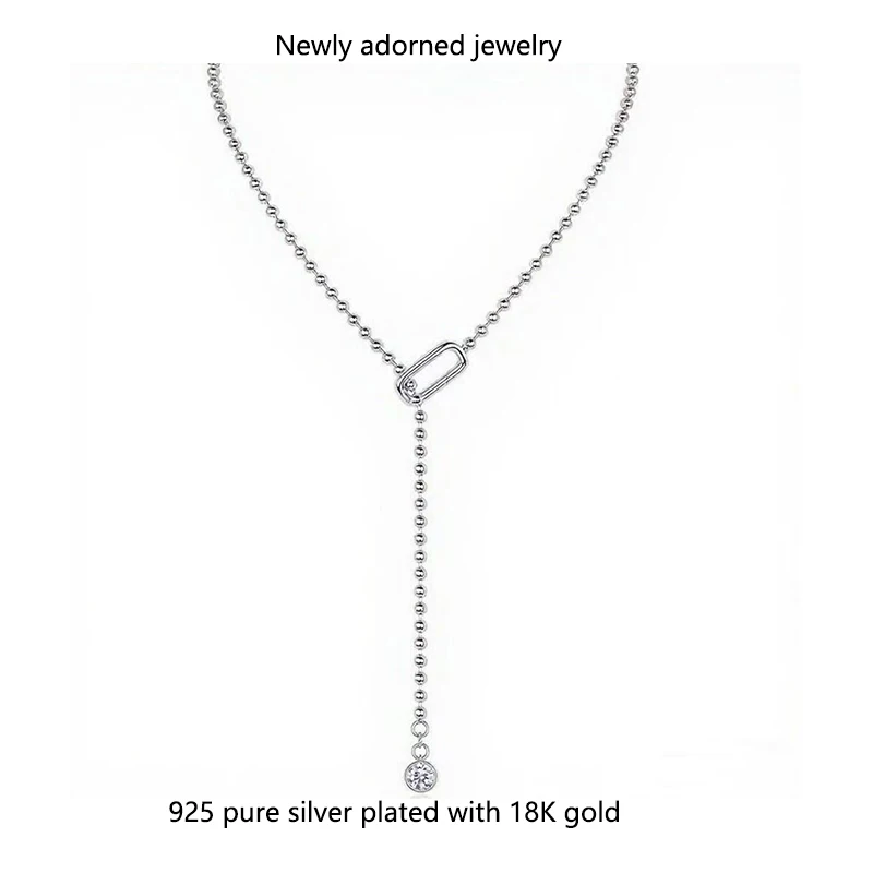 

New S925 Sterling Silver Moissanite Necklace for Women - INS Normcore-style Collarbone Chain, Retro and Niche Design Jewelry