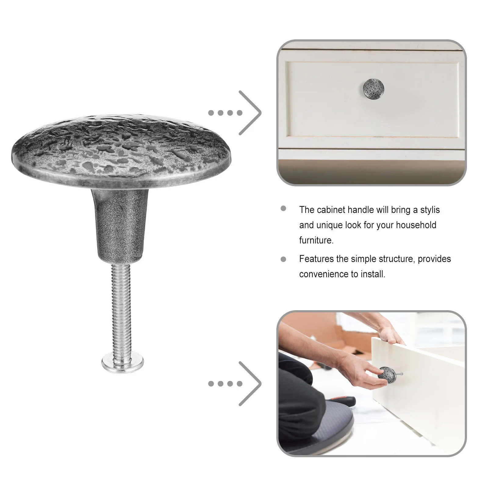 

Silver Cabinet Knob Zinc Alloy Drawer Handle For Wardrobe Closet Cupboard Furniture Pulls Door Knob
