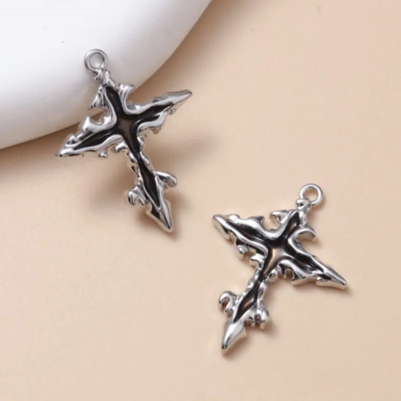 5pcs New Cross Enamel Charms Fashion Y2K Style Religious Pendants For Making DIY Handmade Findings Accessories Necklace Jewelry