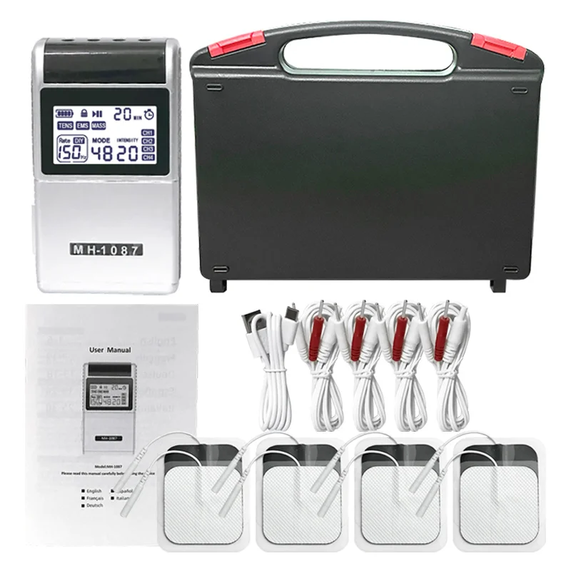 4 Channel Tens Unit Machine Ems Electric Muscle Stimulator Therapy Physiotherapy Pulse Massage Neck Back Abdominal Body Massager