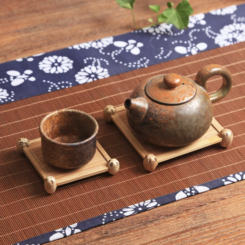 Bamboo Square Coasters Coffee Mug Cup Mats Heat Insulated Table Placemats Snack Trays Placemats Tea Ceremony Decoration Kitchen