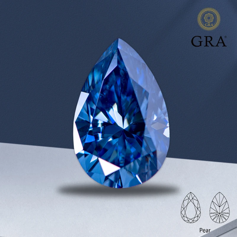 

Moissanite Pear Cut Primary Color Royal Blue with GRA Certificate for Jewel Making DIY Ring Necklace Earrings Main Materials