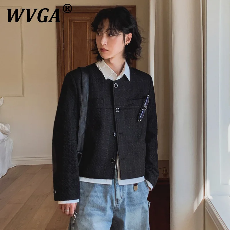 

WVGA весенне-осенняя новая мужская повседневная роскошная куртка High Street на пуговицах с воротником и длинными рукавами, однотонные пальто с текстурой в стиле ретро W10549