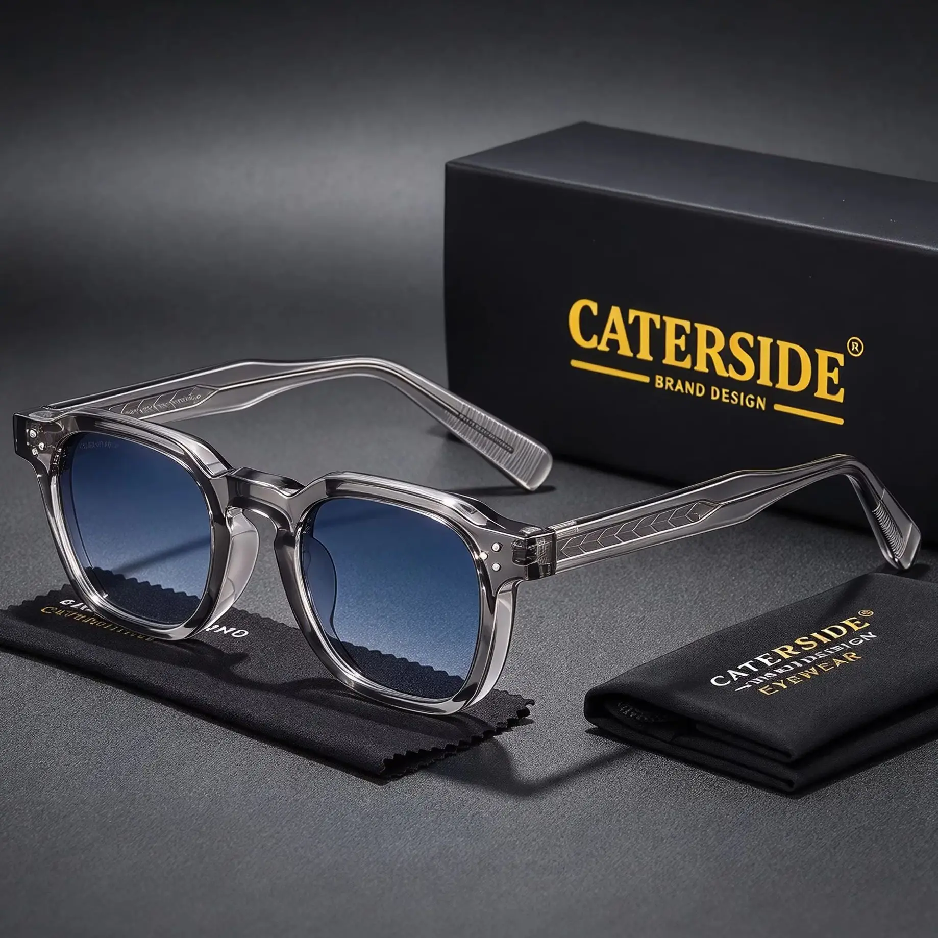 CATERSIDE Fashion Men Sunglasses Small Frame Square Personalized Design Sun Glasses Women Travel Party Business Festival Gift