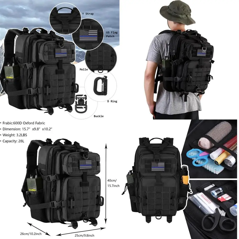 

Трехдневный тактический рюкзак MOLLE военного класса с карманом для бутылки, идеально подходит для кемпинга и активного отдыха на природе