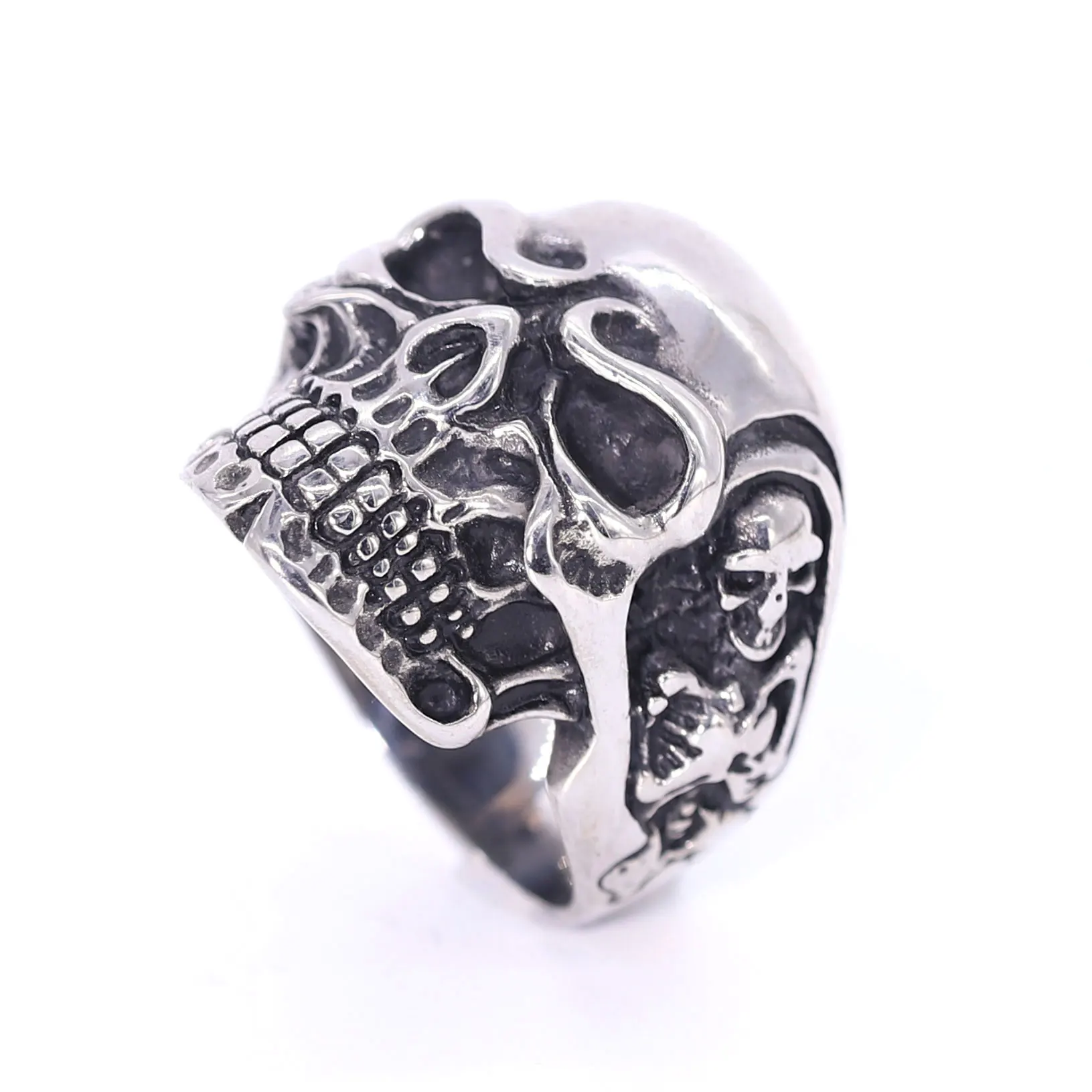 

Halloween Skull Ring Hip Hop Stainless Steel Silver Men Women Rings