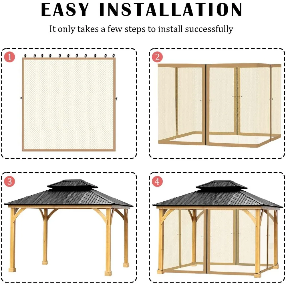 Sostituzione dello schermo della rete del Gazebo universale 10 'x 12' pareti laterali a 4 pannelli per Patio (solo rete)