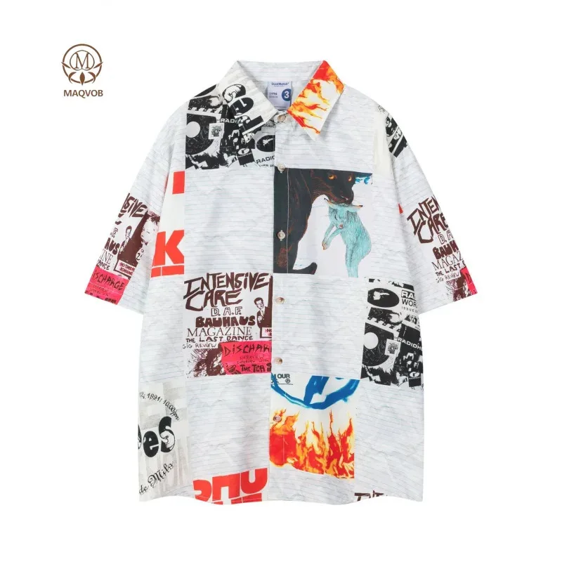 

HELLOMARCEL Одежда высшего качества для мужчин, новинка лета 2025 года, американская уличная одежда, рубашка с коротким рукавом в городском стиле с креативным принтом