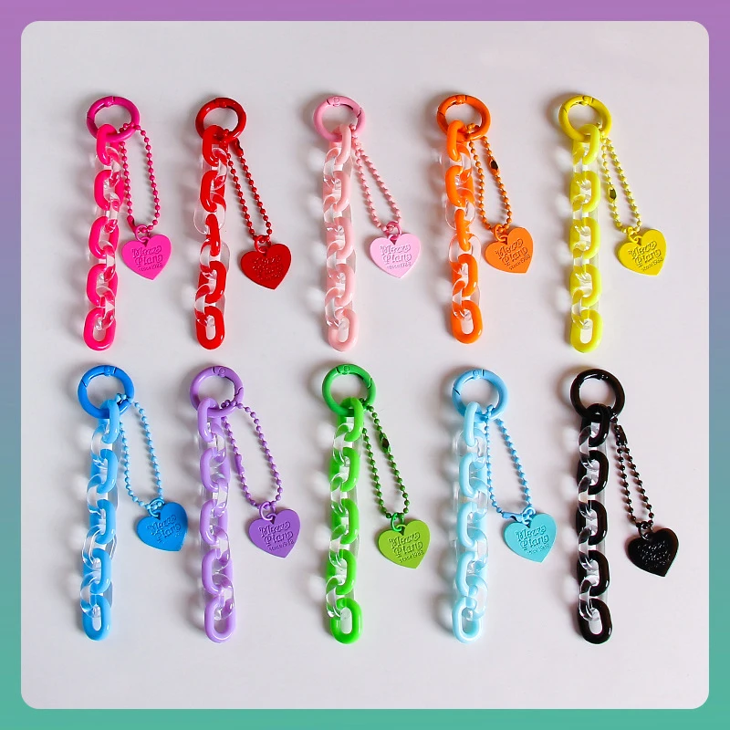 Sweet Cartoon Cute Heart Shaped Keychain Pendant Creative Chain Key Ring Fashion Bag Hanging Decoration Accessories Gifts