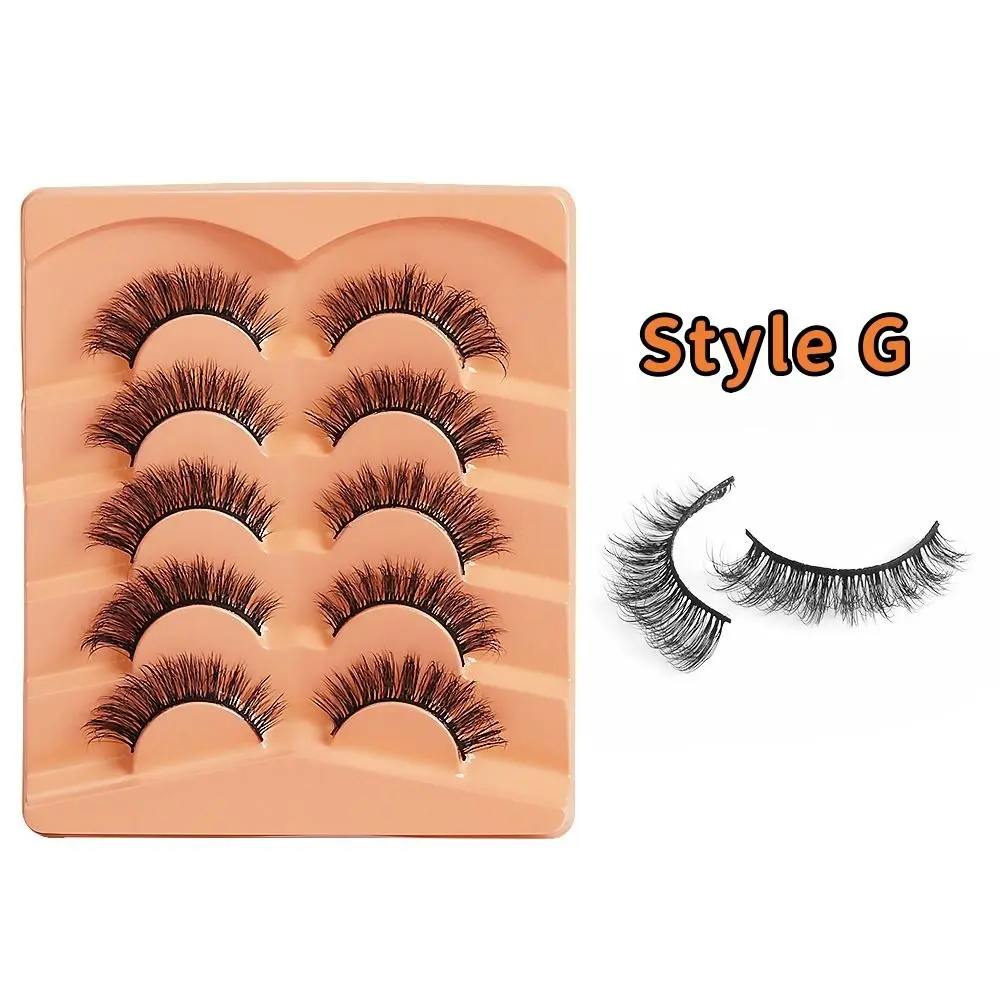 5Pairs Simulated Mink Hair Thick False Eyelashes Curled Soft Full Strip Eyelashes Long Lasting DIY Curl False Eyelashes Party