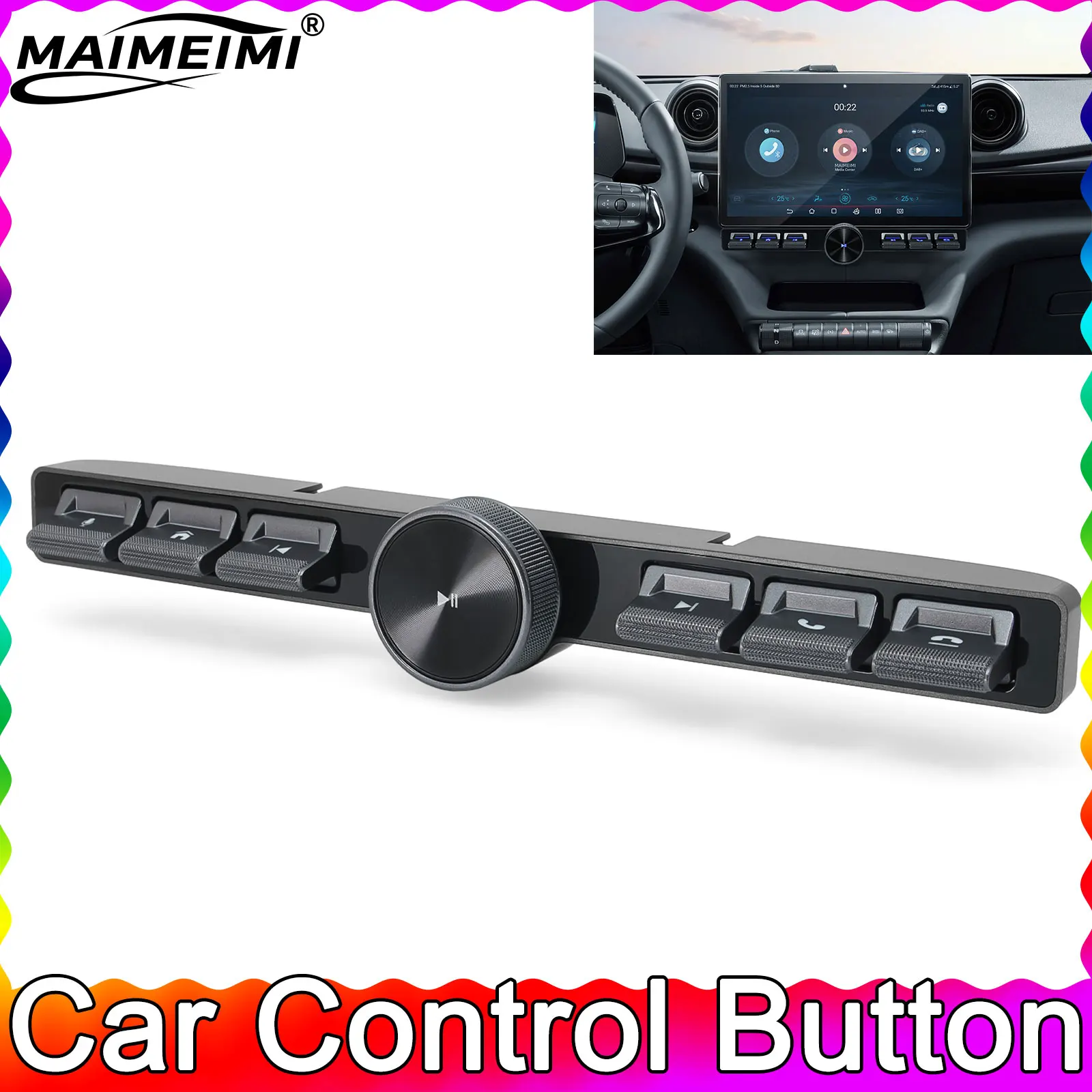 6 Button Shortcuts Wirelss Control Button Multi-function Key Physical Gear Shift Knob Rotating LCD Display Center Control