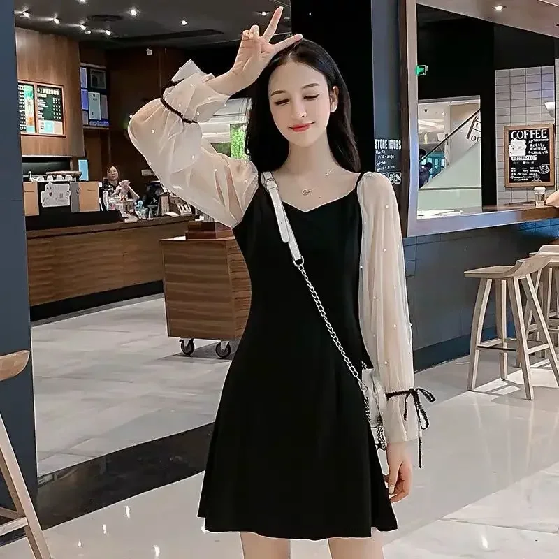 A Line Women\'s Long Sleeve Dresses Spring Autumn Elegant and Pretty Female Dress Korean Fashion G Full On Sale Clearance Chic X