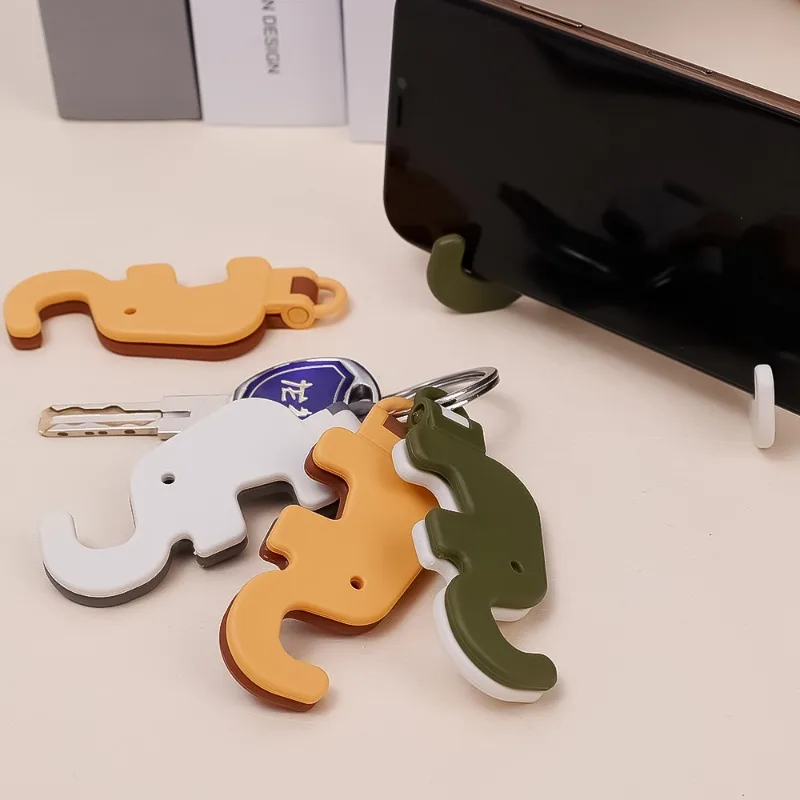 Cute Cartoon Phone Holder Elephant Desktop Mobile Phone Tablet Stand Mount Keychain Pendant Portable Mini Kickstand Holder