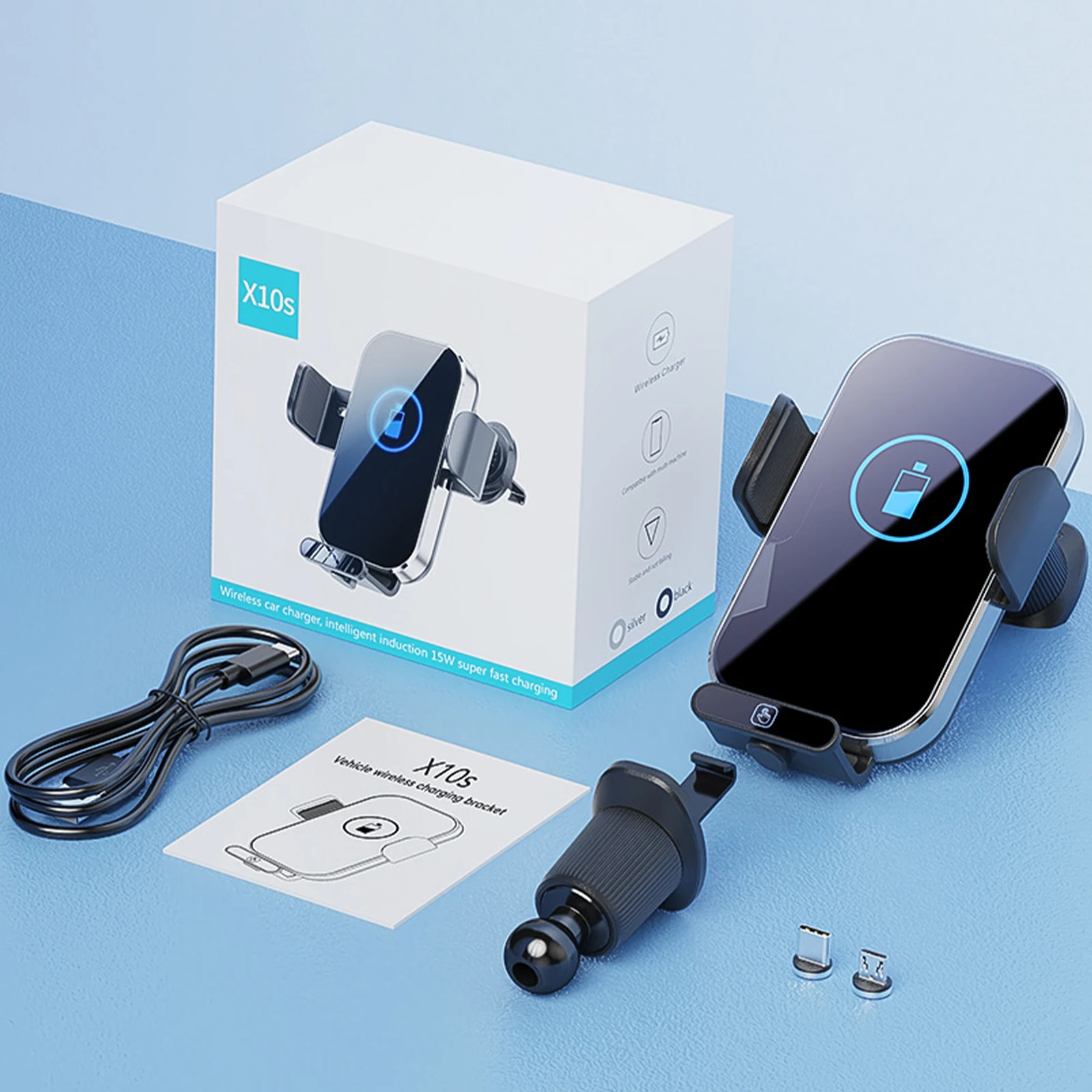 Автомобильный держатель для телефона, беспроводное зарядное устройство, быстрая зарядка с вентиляционным отверстием, автомобильный держатель для зарядки с одним касанием, зажимное зарядное устройство