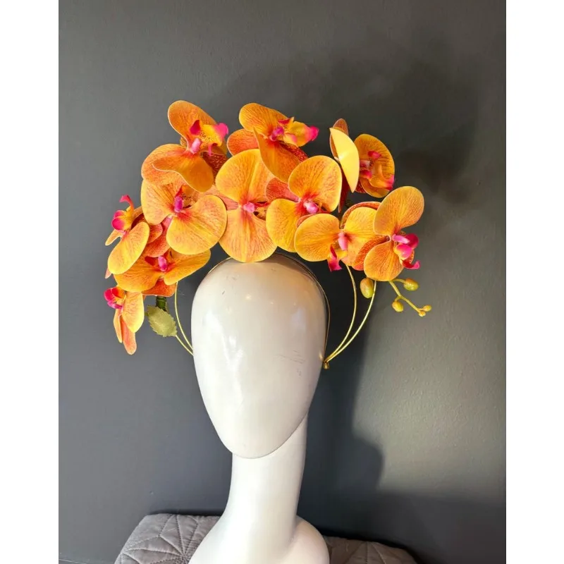 

Orange hot pink fascinator- Kentucky Kentucky Derby flower headband