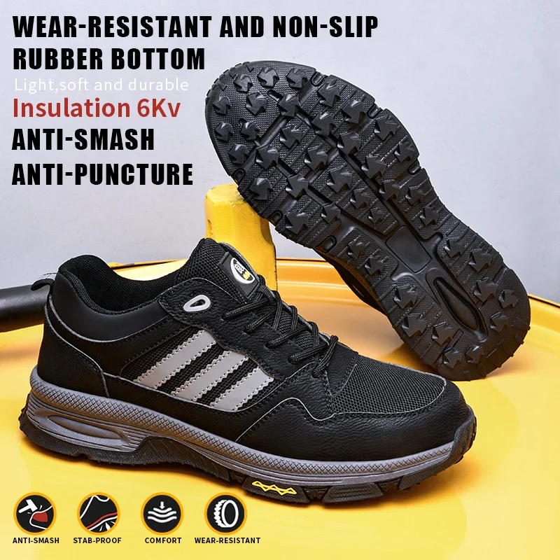 “Construction Indestructible Shoes Men Steel Toe Cap Work Safety Boot Safety Shoes Men Boots