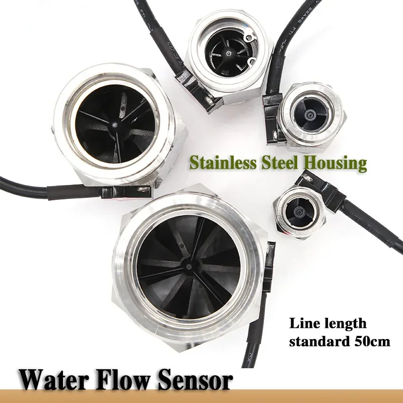 S304 Water Flow Sensor 4/6 Minutes 1/1.5/2 Inches High-Precision Rate Detection Stainless Steel Housing