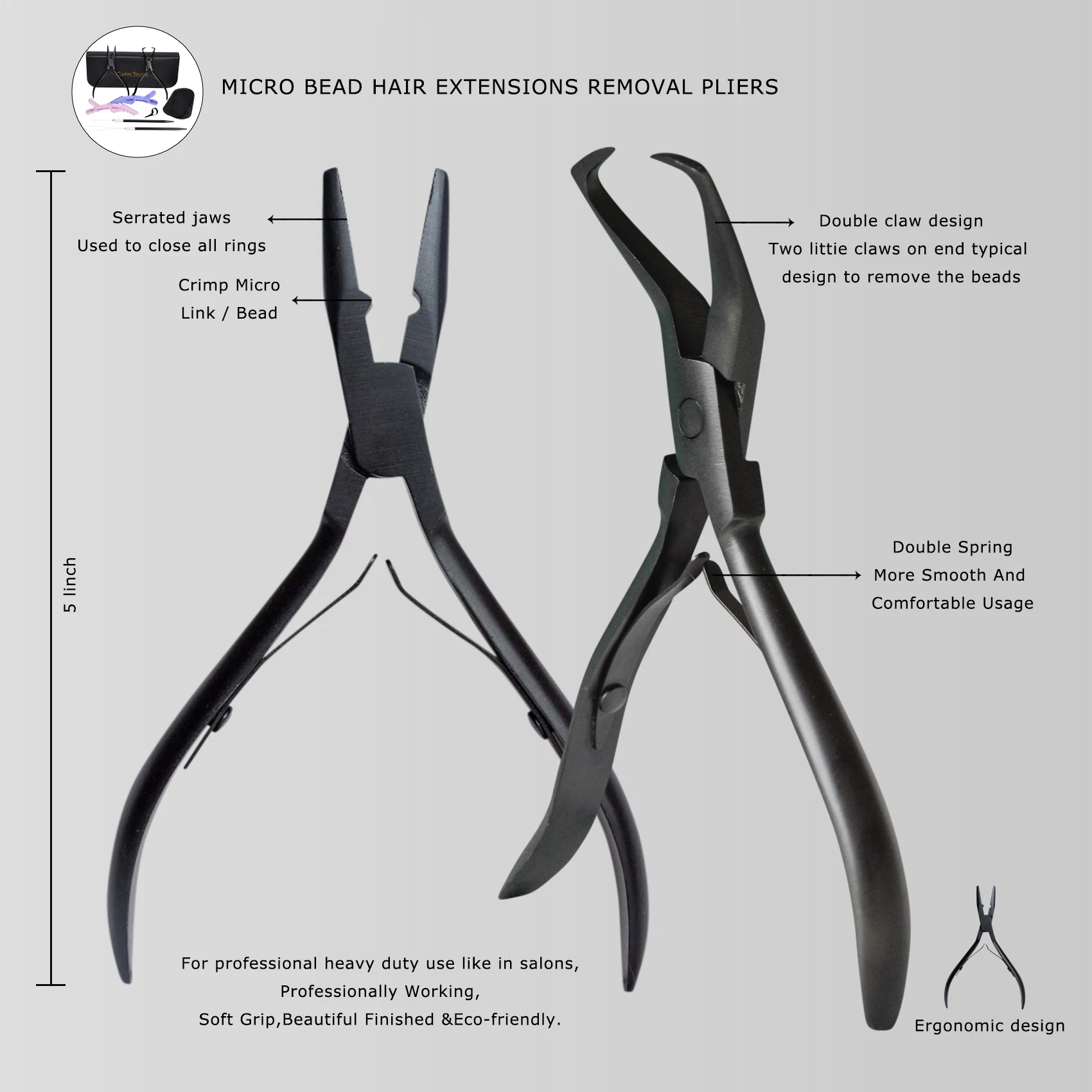 Hair Extension Plier Tool Kit for Micro Ring Link Bead Human Hair Extensions Opener Closer Tools