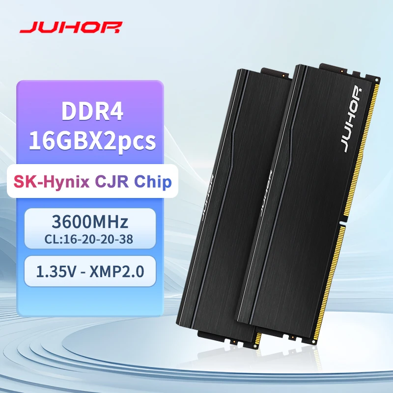 JUHOR  Memoria Ram DDR4 16G 3200MHz  3600MHz  16GX2 SK-Hynix Chip Desktop Gaming Kit Memory