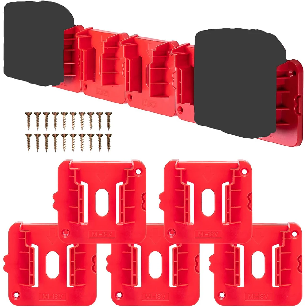 5 Pack Battery Holder Battery Mount For Milwaukee 18V Battery Dock Holder Fit For 48-11-1815 48-11-1828 48-11-1850 Battery 5Pcs