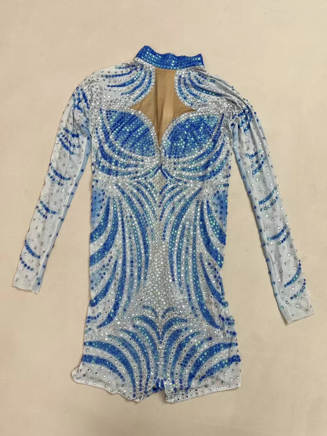 Lantianbaiyun Luxury Handmade Flashing Full Little Rhinestones Bodysuit Party Show Fashion Outfit Stage Performance Costumes