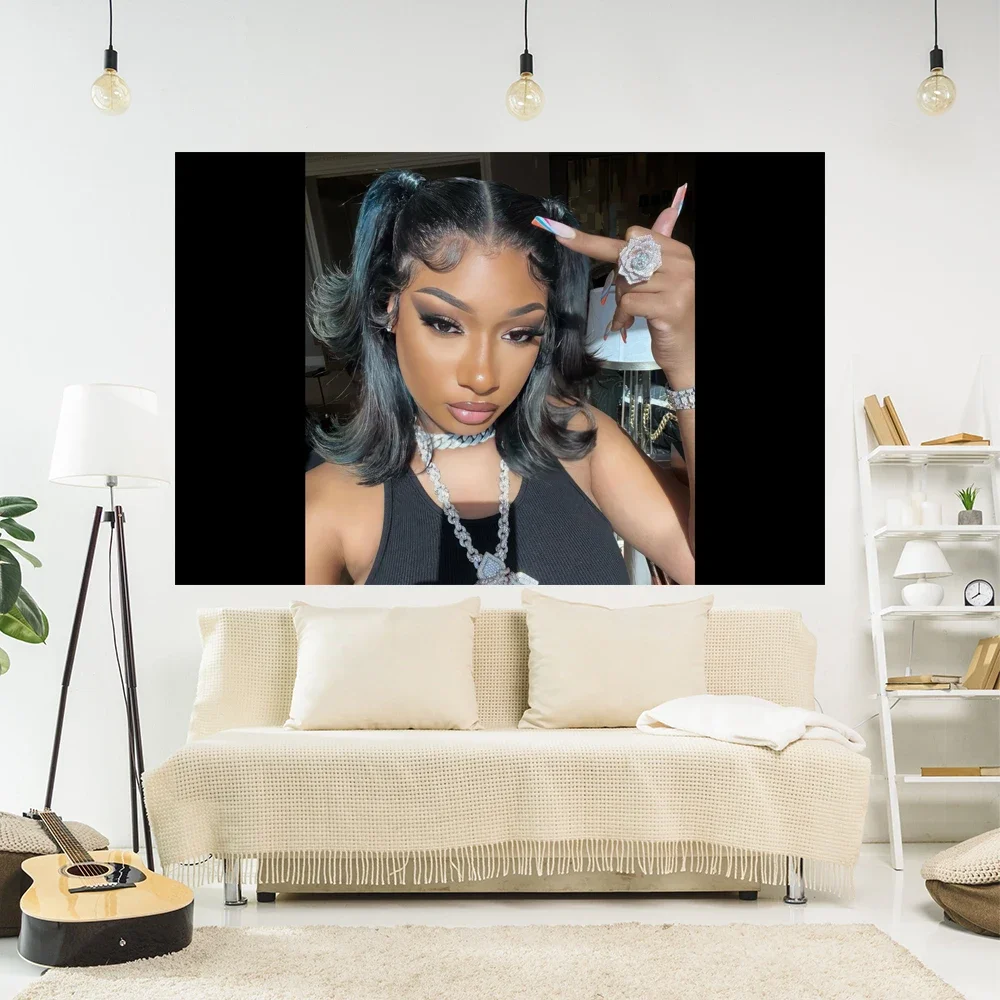 Megan Thee Stallion Tapestry Funny Meme Printed Wall Hanging Bedroom Backdrop Beach Blanket Party Banckground Room Decor